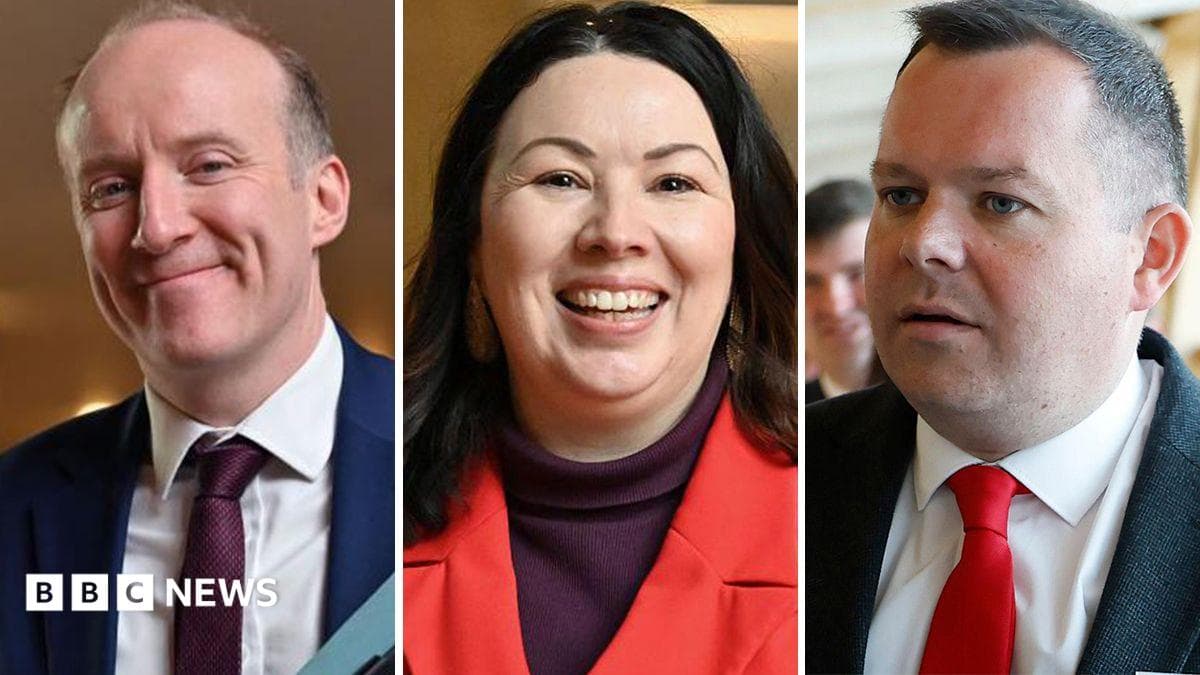 A composite image of Michael Marra, Monica Lennon and Joe Fagan. Marra is smiling, wearing a blue blazer and a purple tie. Lennon is also smiling and wearing a purple top and red blazer. Fagan has a neutral expression and is wearing a dark blazer and red tie.