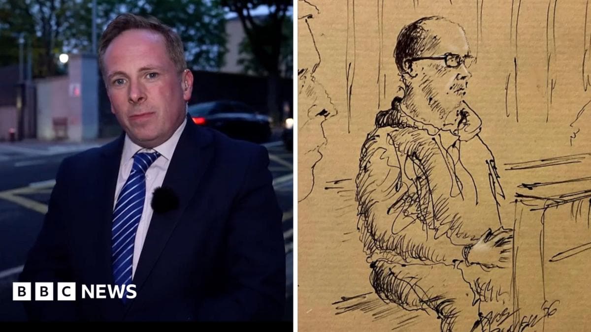 Kinahan court sketch split screen with Chris Page.
