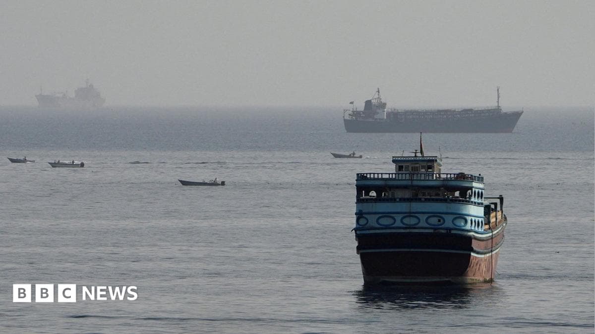 Vessels in the Strait of Hormuz, as seen from the Musandam Peninsula, Oman (3 August 2026)
