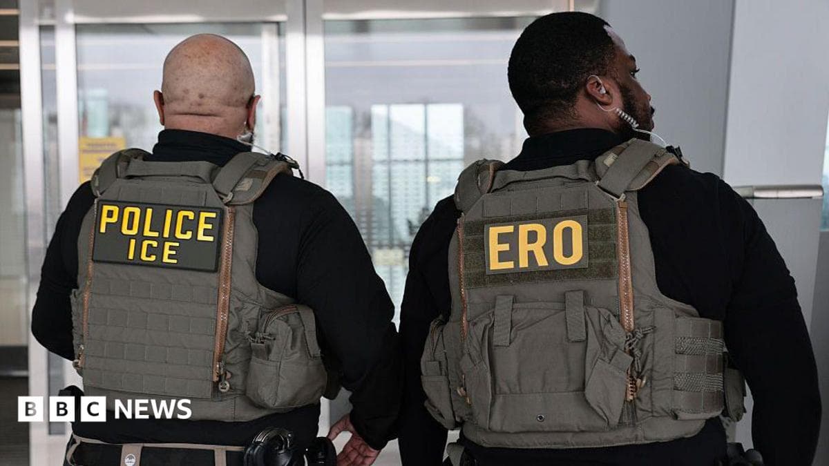 Immigration and Customs Enforcement (ICE) agents patrol Terminal B at LaGuardia Airport on March 23, 2026