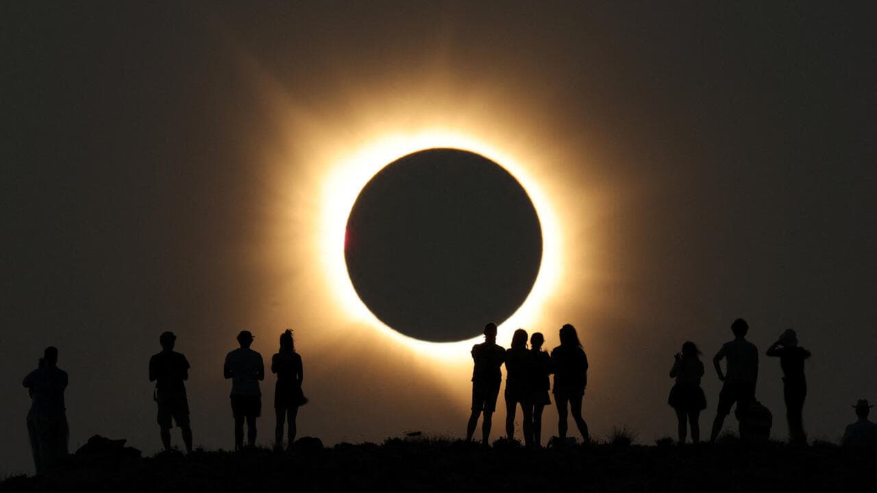 The Moon completely covers the Earth during a total solar eclipse, seen from the Javalambre Astrological Observatory, in Arcos de las Salinas, near Teruel, Spain, on August 12, 2026