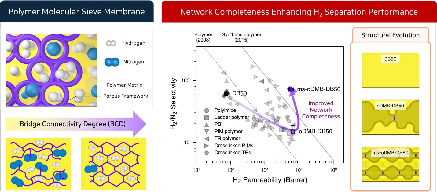 KAIST Develops High-Efficiency, Eco-Friendly Hydrogen Separation Membrane That Filters Hydrogen Through a Molecular "Network"