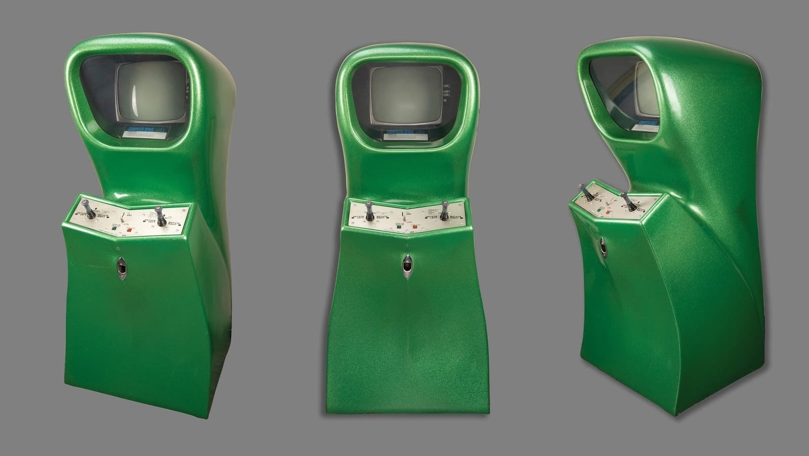 Computer Space arcade cabinet, two-player sparkly green edition.