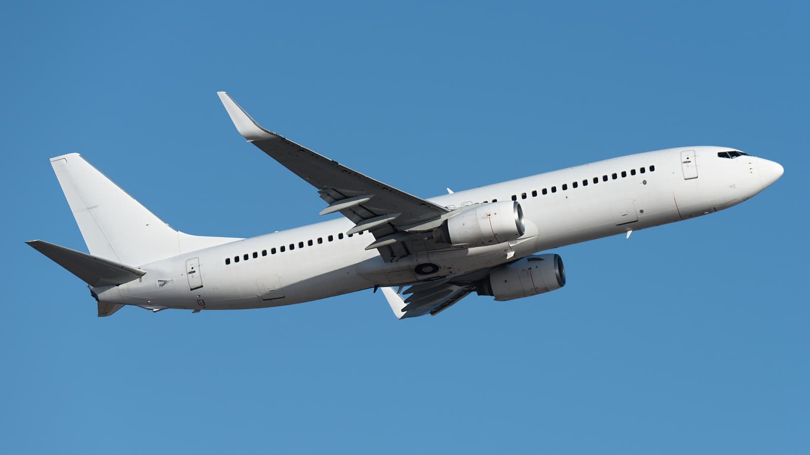 A passenger airplane ascending.